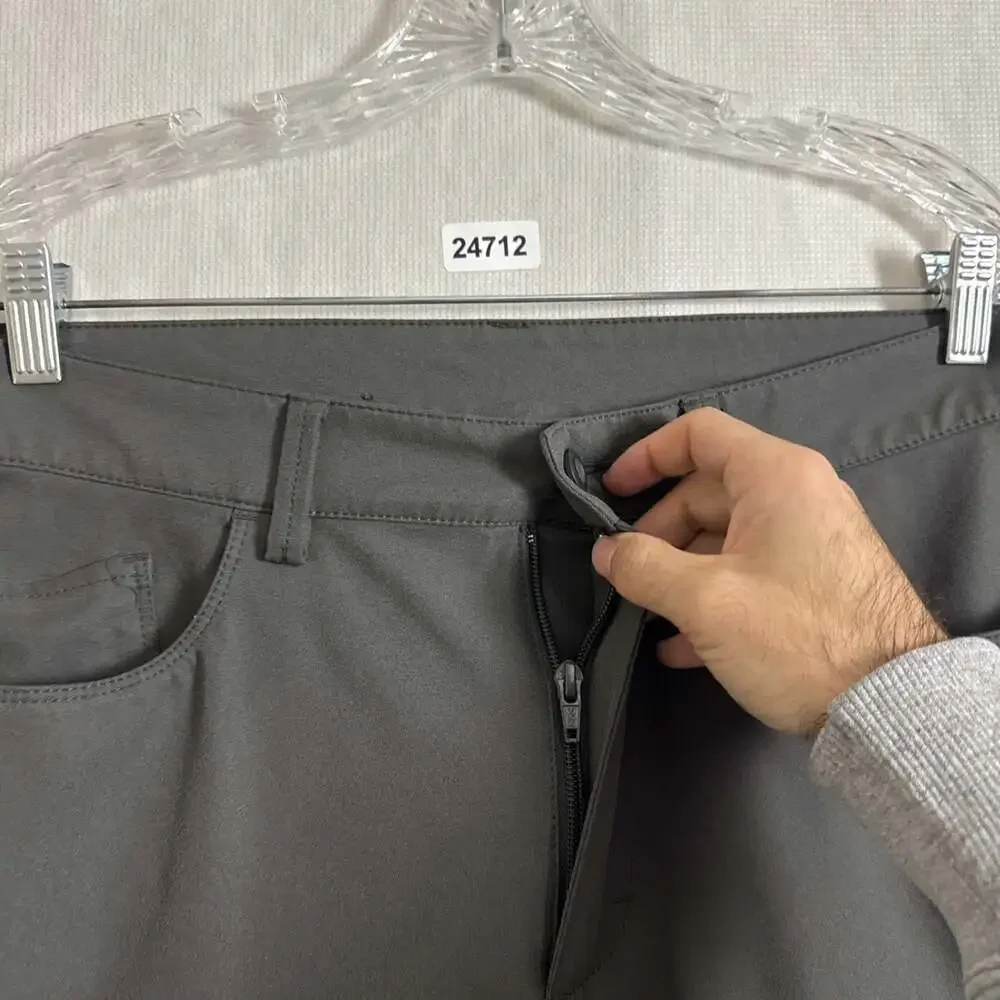 Prana Men's 34/30 Gray Stretch Polyester Slim Fit Chino Pants With Pockets